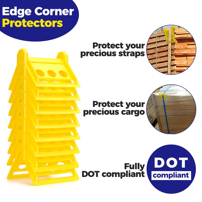 Storage Standard 24 Pack Edge Corner Protector With Carrying Case for Flatbed Cargo Load Truck Shipping - 4 ' ' x 6 ' ' Winch Ratchet Straps Plastic Protectors Yellow - Image 5